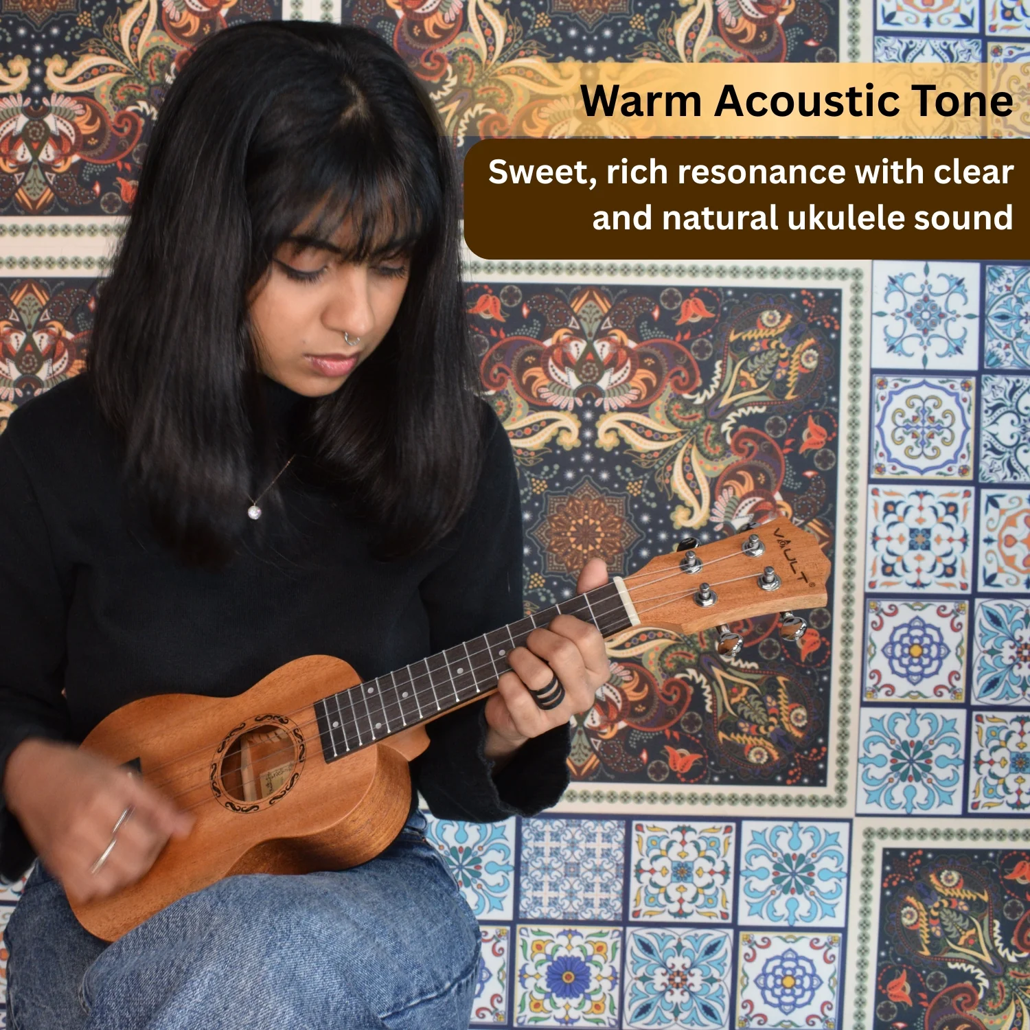 Vault UK-2000S 21-Inch Solid Mahogany Top Premium Soprano Ukulele With Gigbag - Image 4