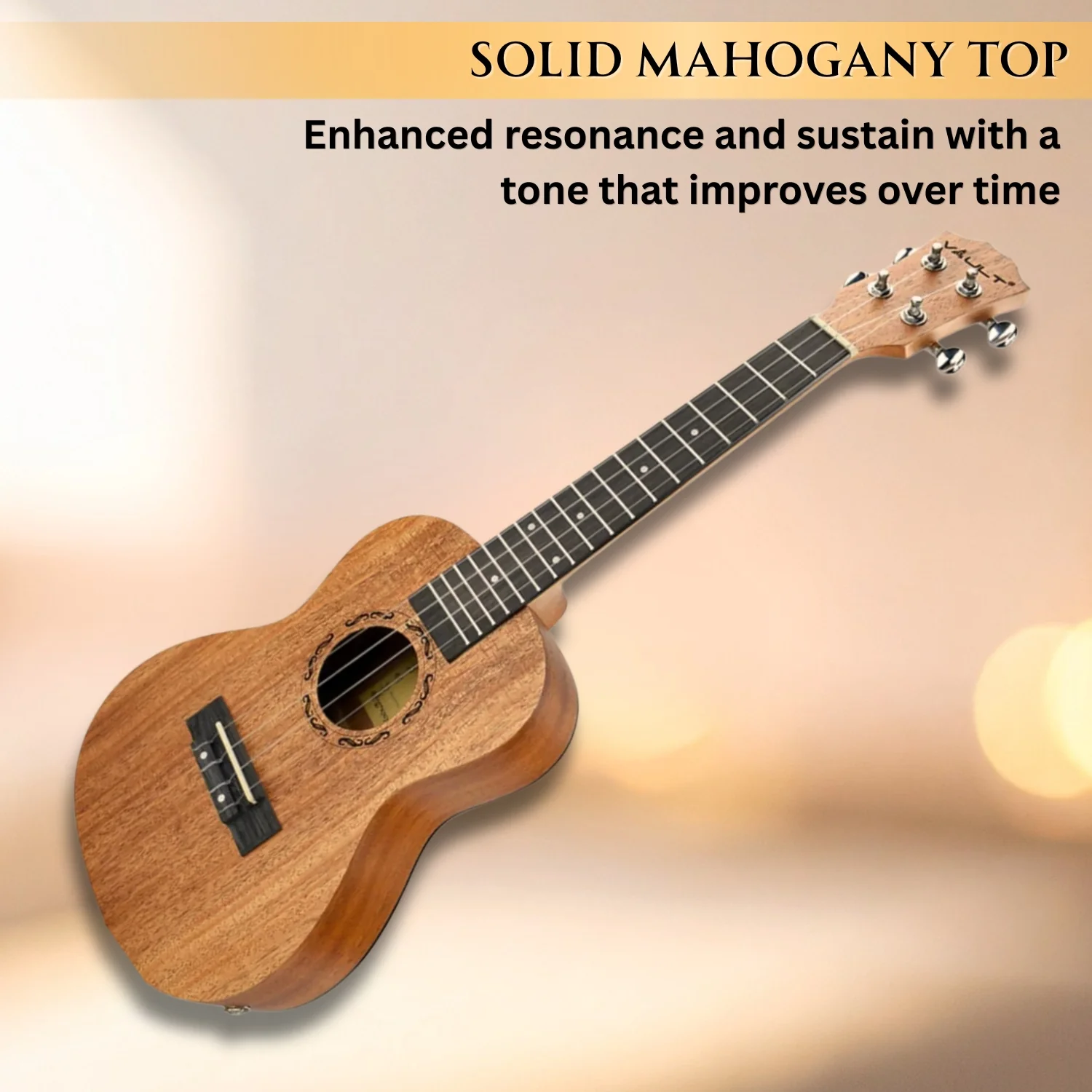 Vault UK-2000TCE 26-Inch Solid Mahogany Top Premium Electro-Acoustic Tenor Ukulele With EQ & Gigbag - Image 9